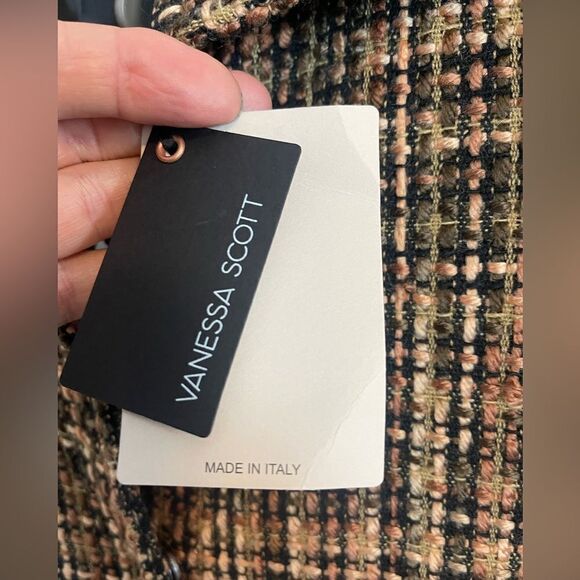 Vanessa Scott Made in Italy, brown tweed Plaid Women's Coat - Brown. NWT medium - Picture 4 of 10